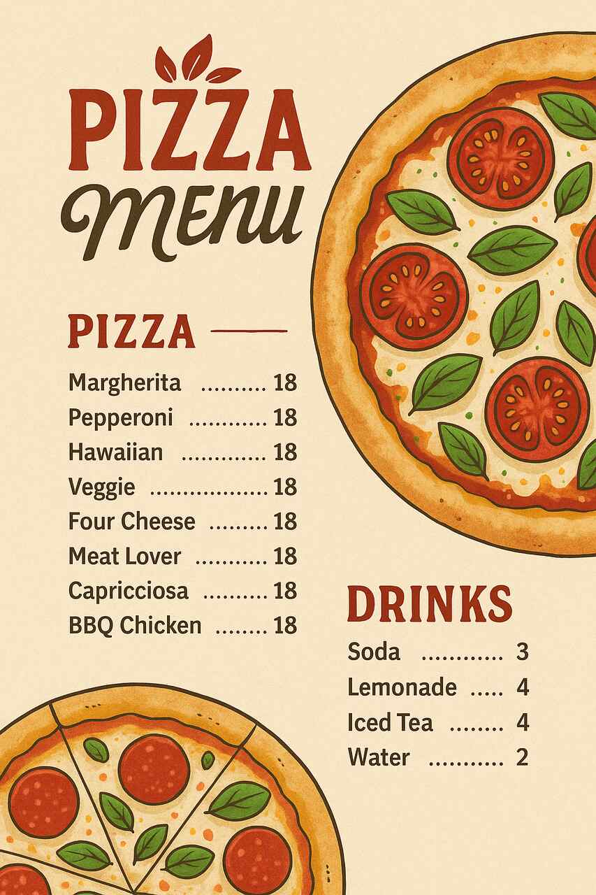 cardapio de pizzaria