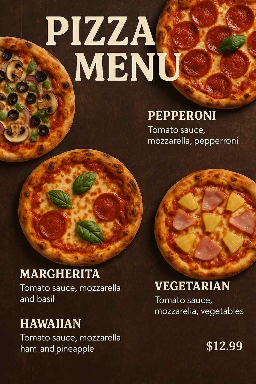 cardapio para pizzaria delivery