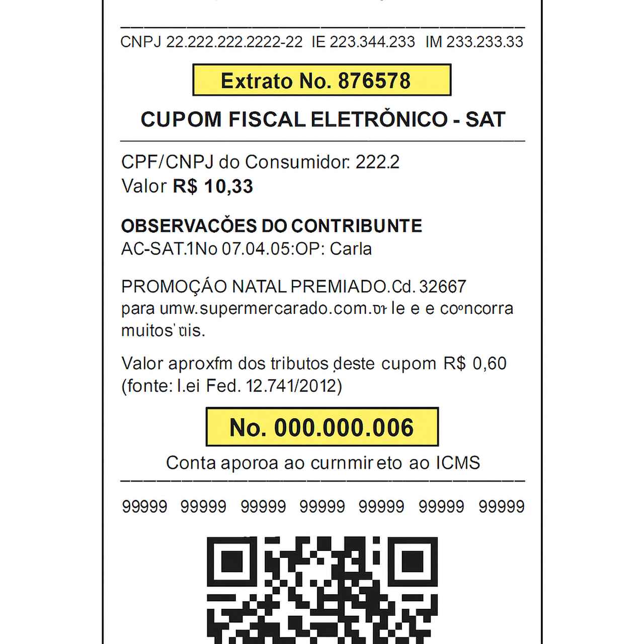onde fica o número do cupom fiscal