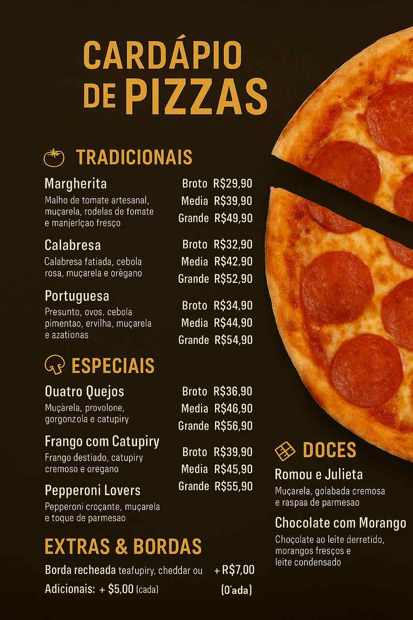onde fazer cardapio para pizzaria