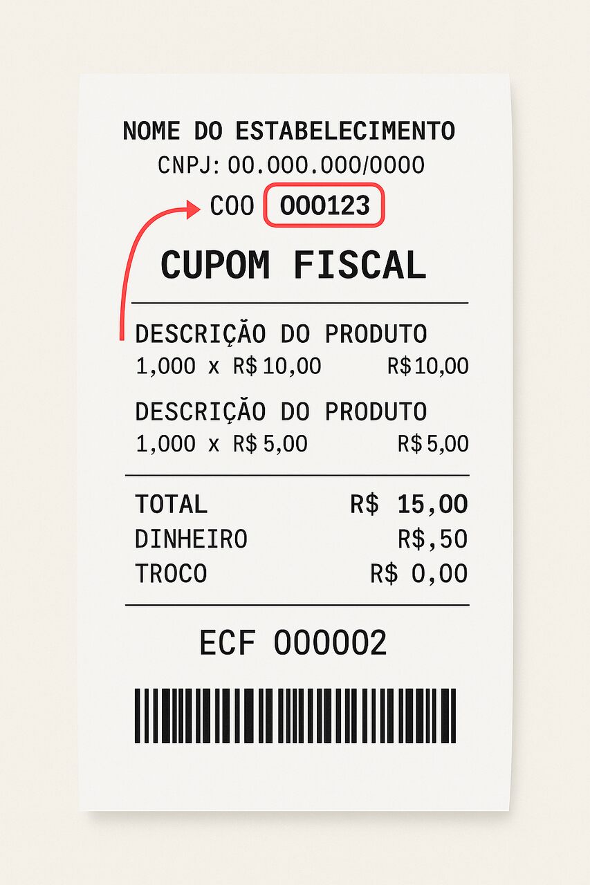 onde fica o coo na nota fiscal